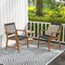 Black Natural Outdoor Dining Chair Set 2pcs Acacia Wood Plastic Rope Patio